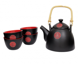 Tee Set Hidchi aus Keramik, Kanne 0,7l und 4 Cups 0,125l